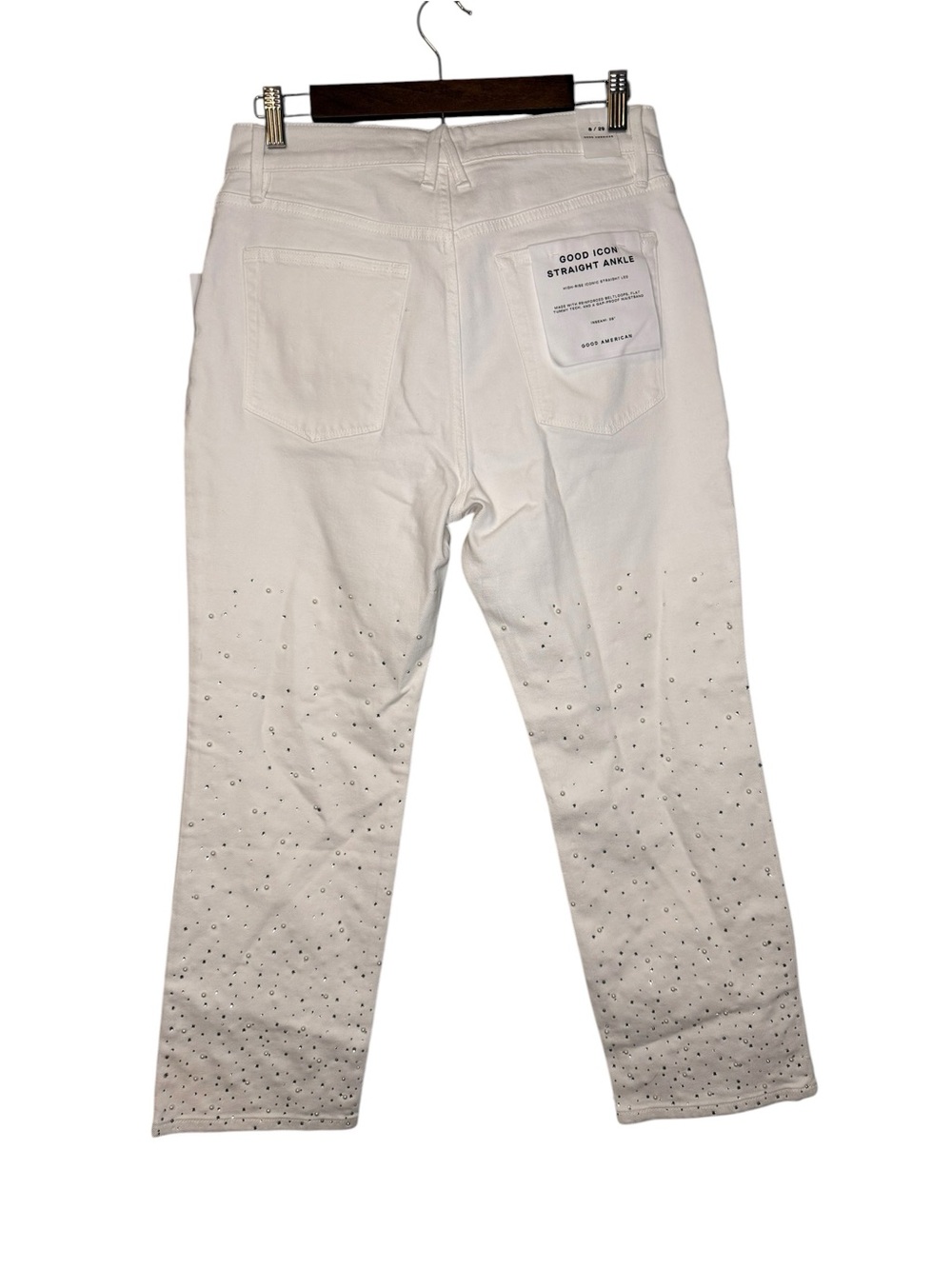 Good American Good Icon Straight Ankle Jeans White Size 8 NWT - Picture 7 of 11